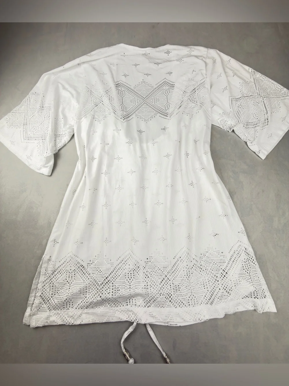 Dotti White Crochet Drawstring Swim Coverup